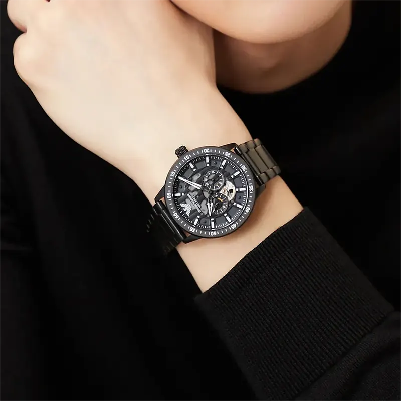 Emporio Armani Mario Automatic Black Dial Men's Watch- AR60054